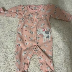 Carter's Pink Cow Pattern Footie